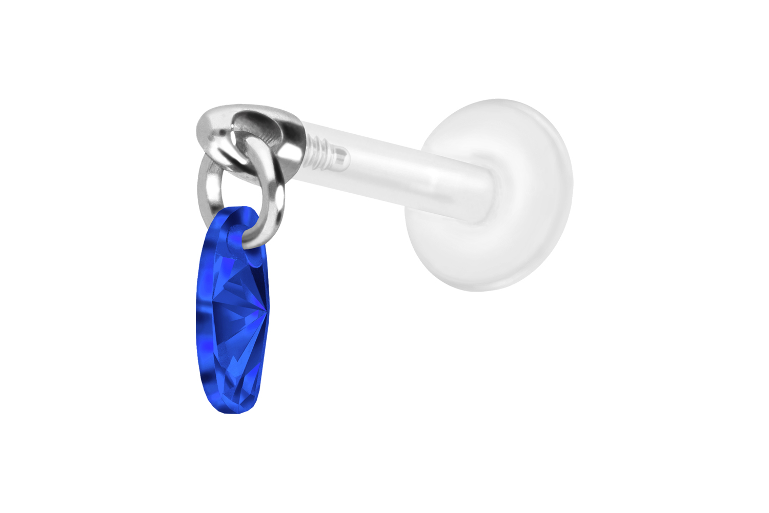 PTFE Labret Piercing mit Innengewinde + Titan-Aufsatz KRISTALLOVAL